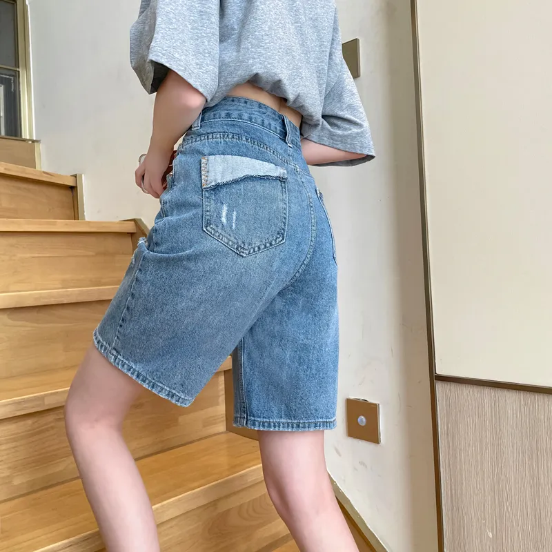 SITOL Denim Shorts Women's Blue-6