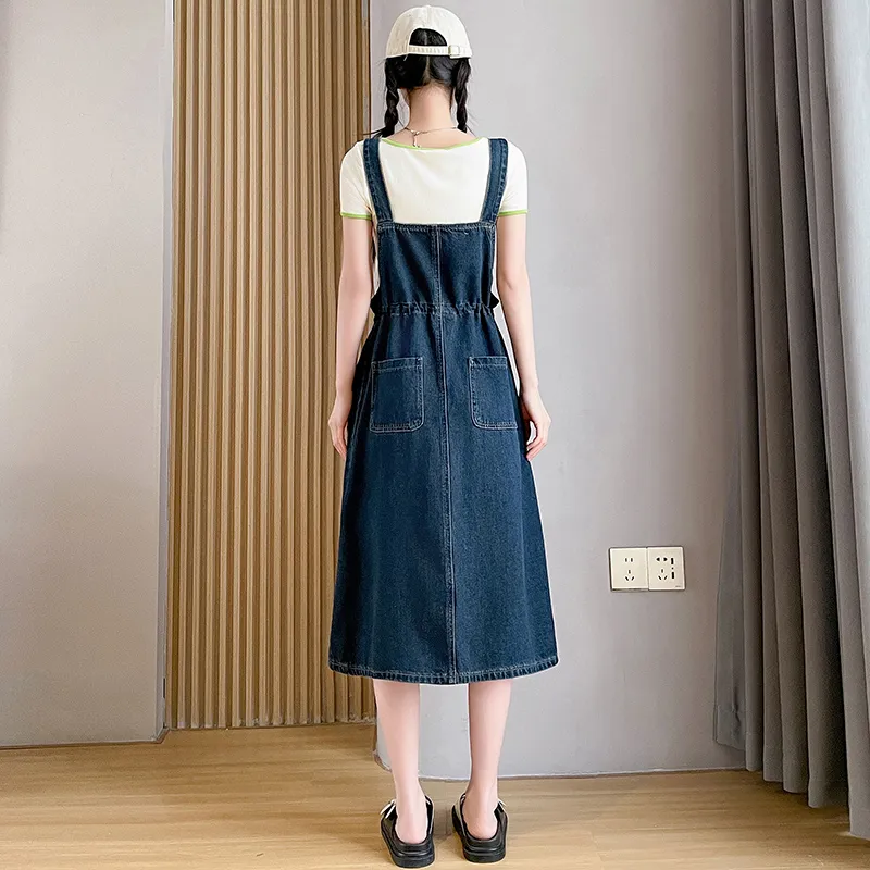 SITOL Denim Long Skirts Women's Blue-4