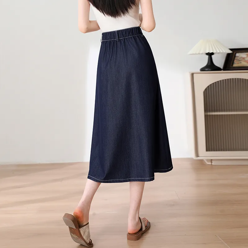 SITOL Denim Short Skirts Women's Dark Blue-6