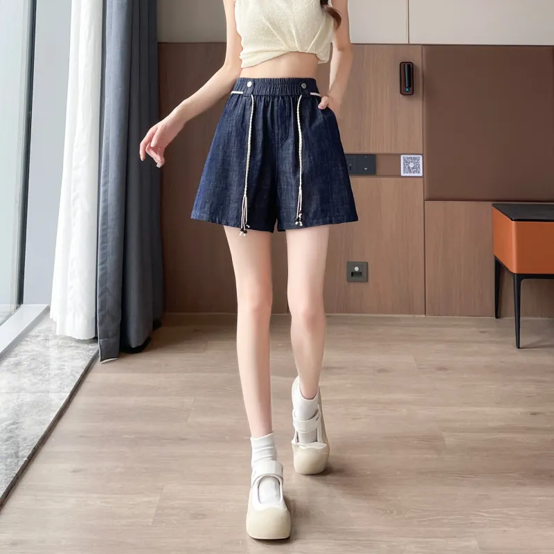 SITOL Denim Shorts Women's Dark Blue-3
