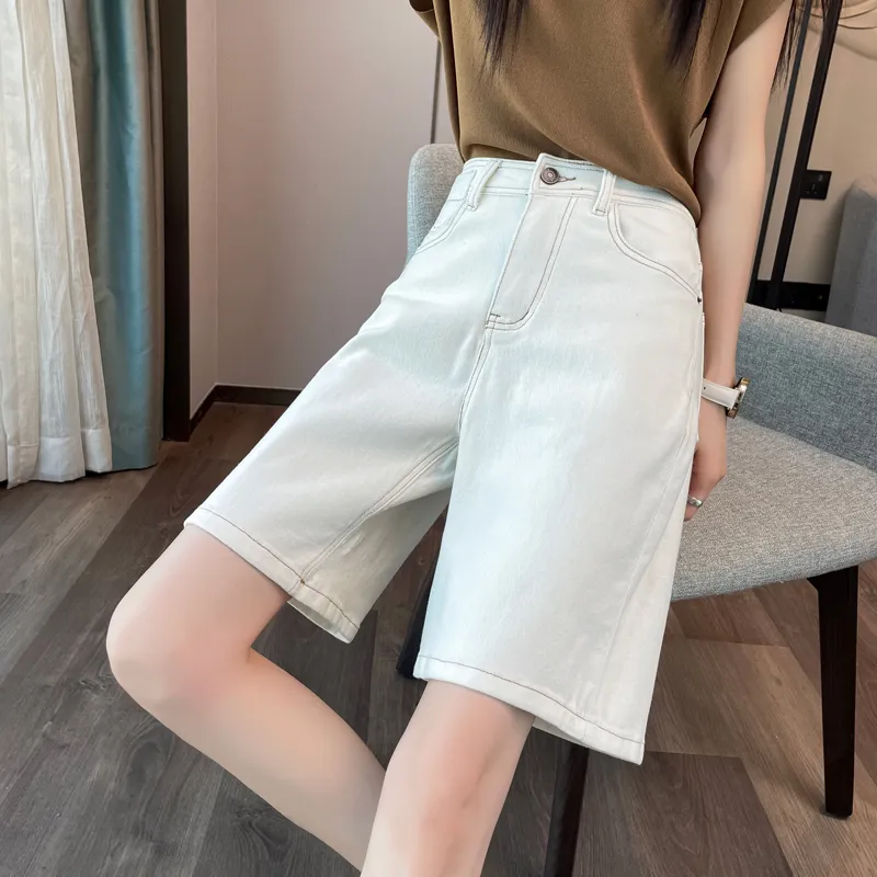SITOL Denim Shorts Women's White-3