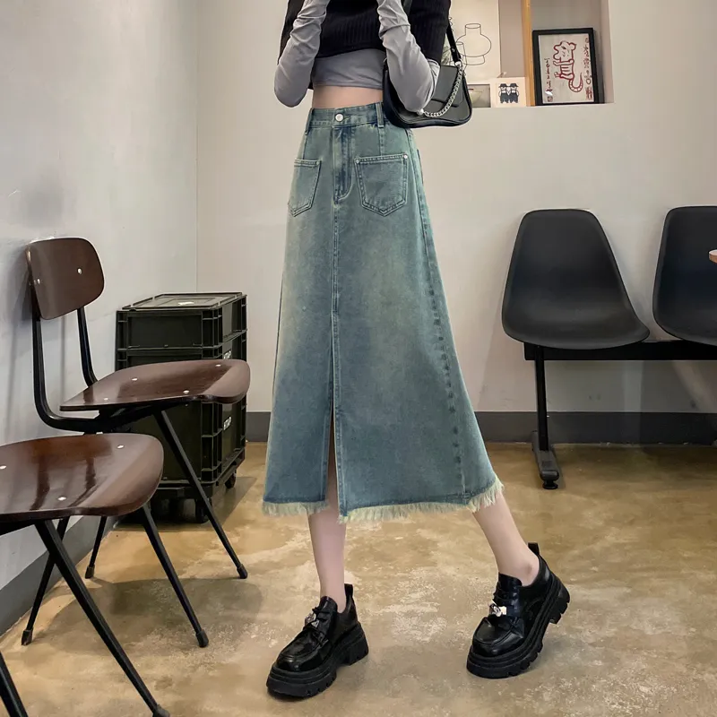 SITOL Denim Short Skirts Women's Blue-3
