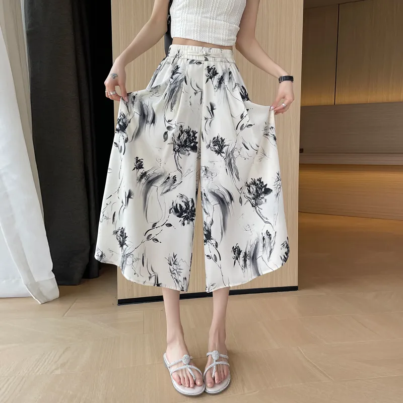 SITOL Casual Short Skirts Women's Black With White Floral-3