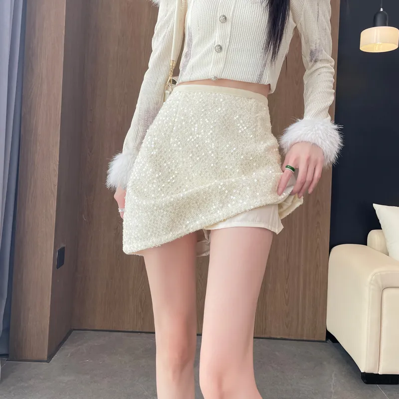 SITOL Casual Short Skirts Women's Ecru-4