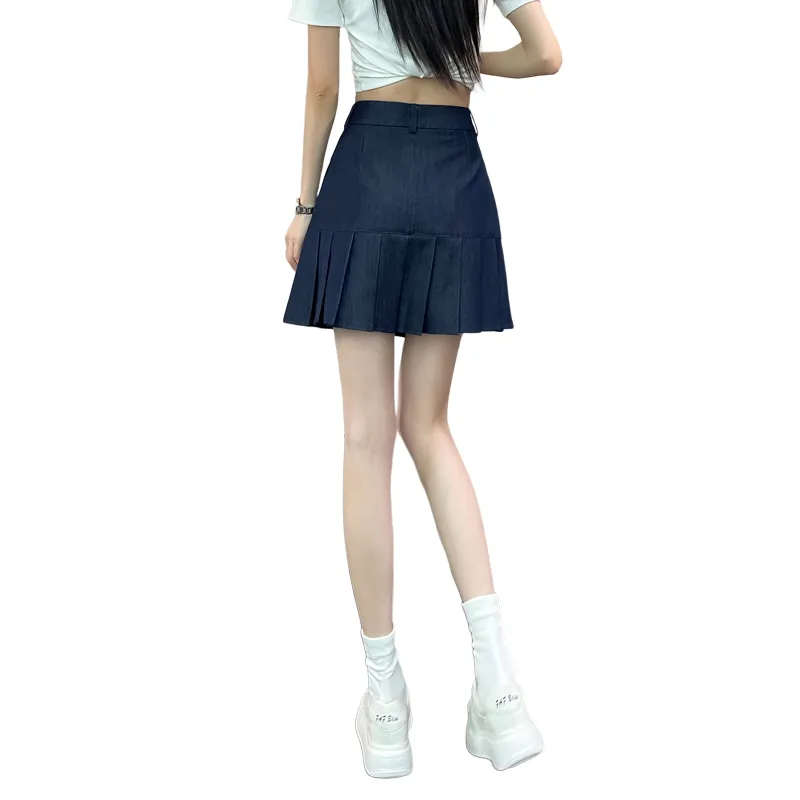 SITOL Denim Short Skirts Women's Dark Blue-1