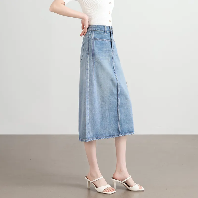 SITOL Denim Long Skirts Women's-5