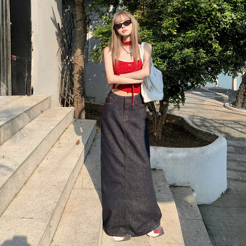 OROI Denim Long Skirt Women's Blue-2