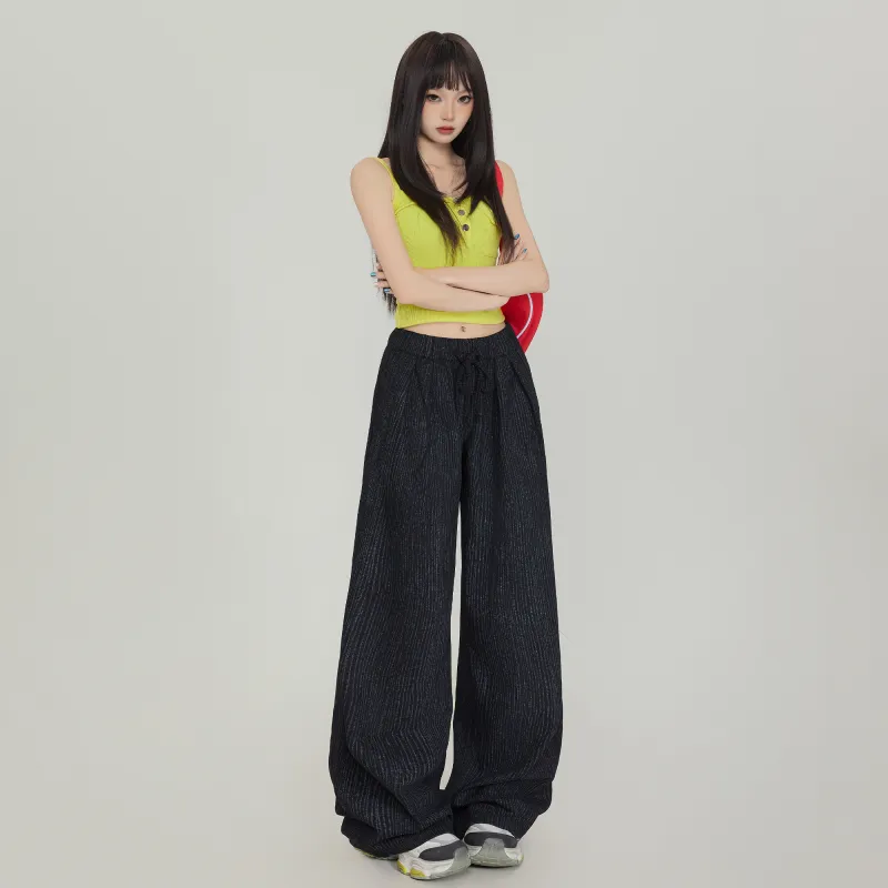 OROI Casual Pants Women's Black Stripes-5