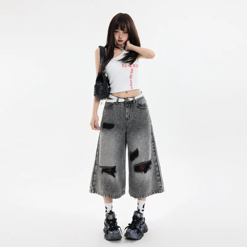 OROI Denim Shorts Women's Black Gray-2