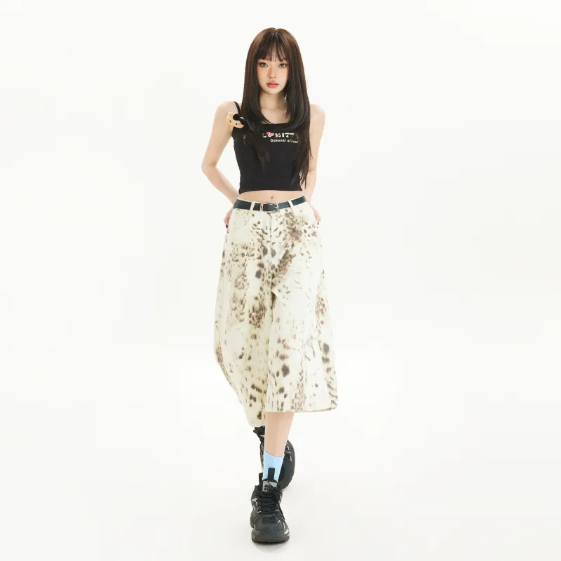 OROI Denim Shorts Women's Leopard Print Seven Quarter-6