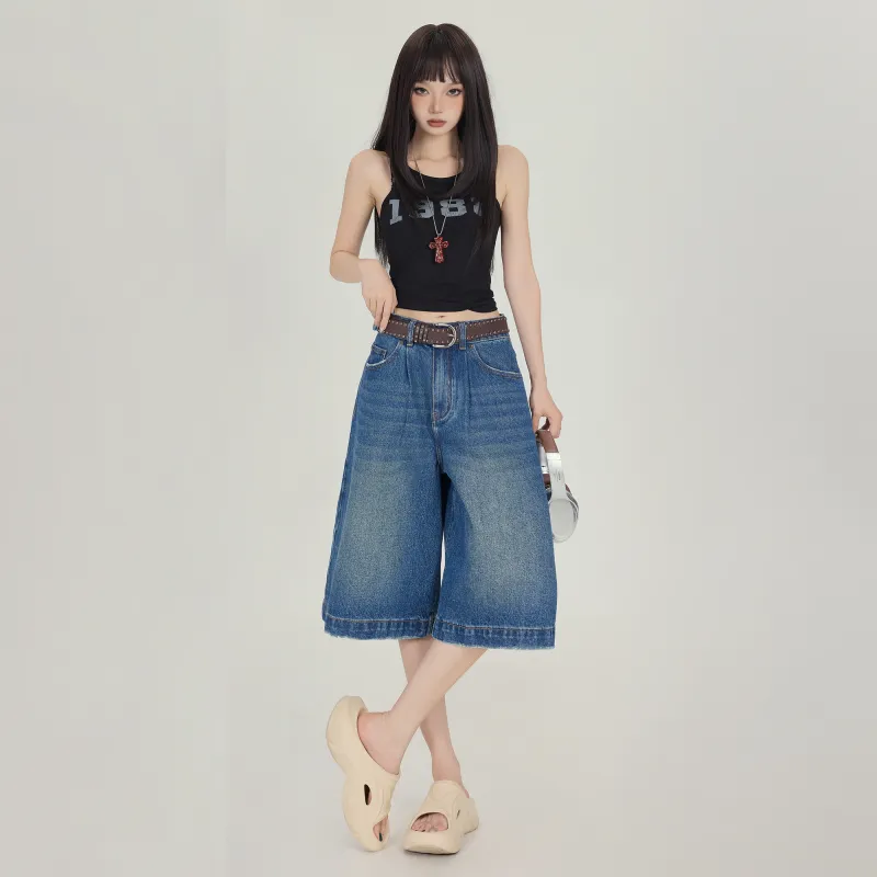 OROI Denim Shorts Women's Blue Capri-6
