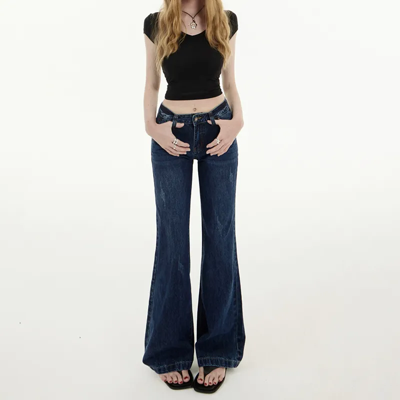Fashion Classic Jeans Women's Deep Dark Blue-8