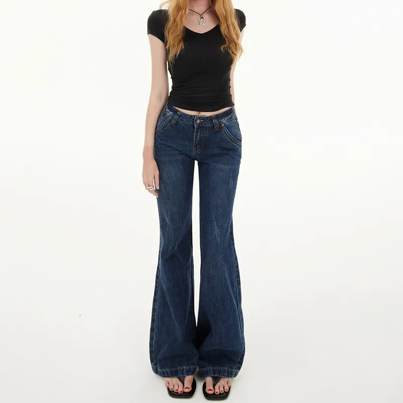 Fashion Classic Jeans Women's Deep Dark Blue-9