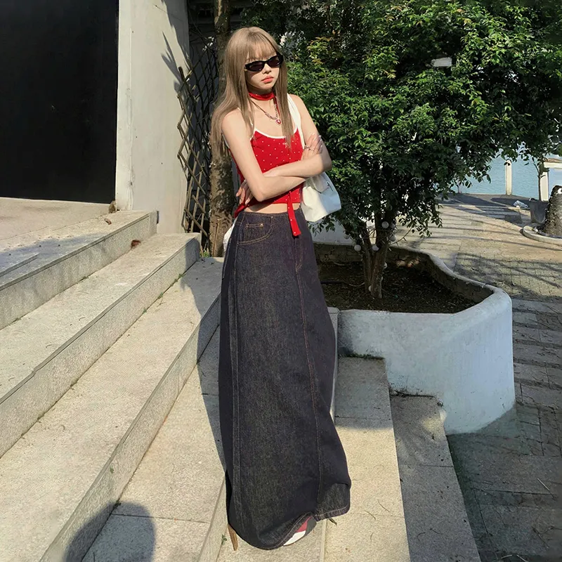 OROI Denim Long Skirt Women's Blue-4