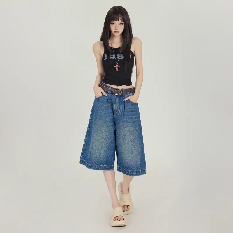 OROI Denim Shorts Women's Blue Capri-3
