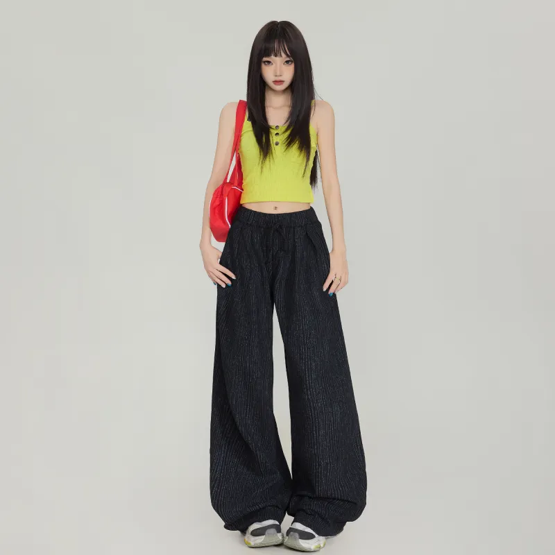 OROI Casual Pants Women's Black Stripes-2