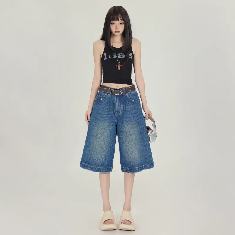 OROI Denim Shorts Women's Blue Capri-2