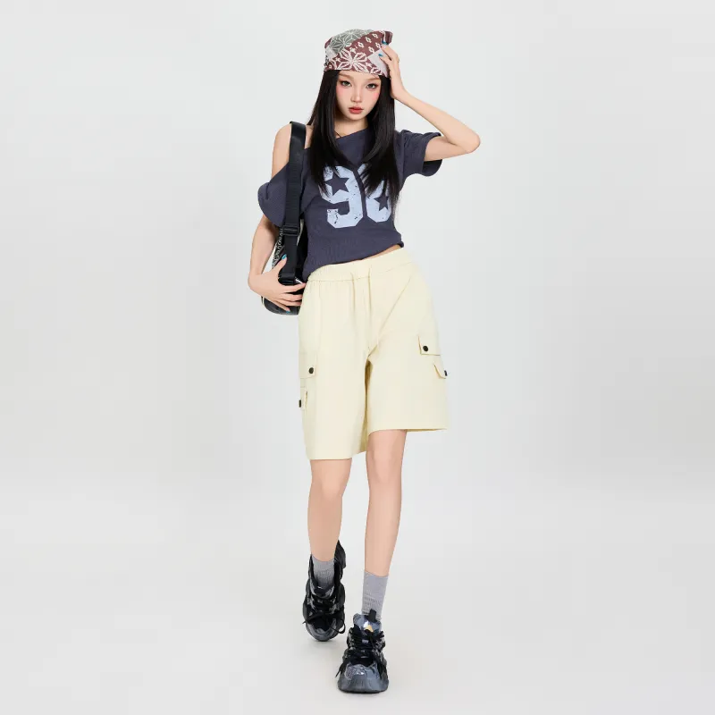 OROI Cargo Shorts Women's Apricot Mini Skirt-4