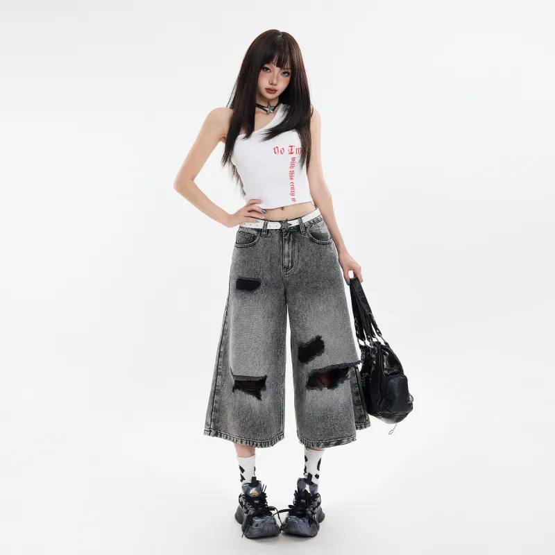 OROI Denim Shorts Women's Black Gray-4
