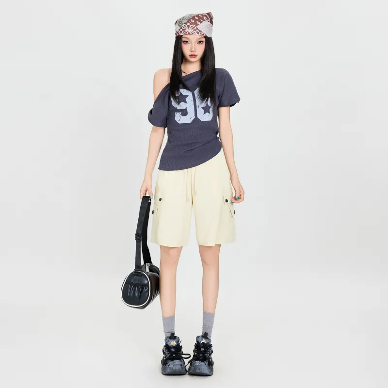 OROI Cargo Shorts Women's Apricot Mini Skirt-2