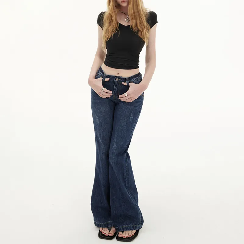 Fashion Classic Jeans Women's Deep Dark Blue-6