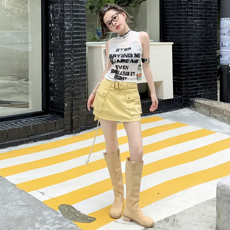 OROI Cargo Short Skirts Women's Egg Yellow-2