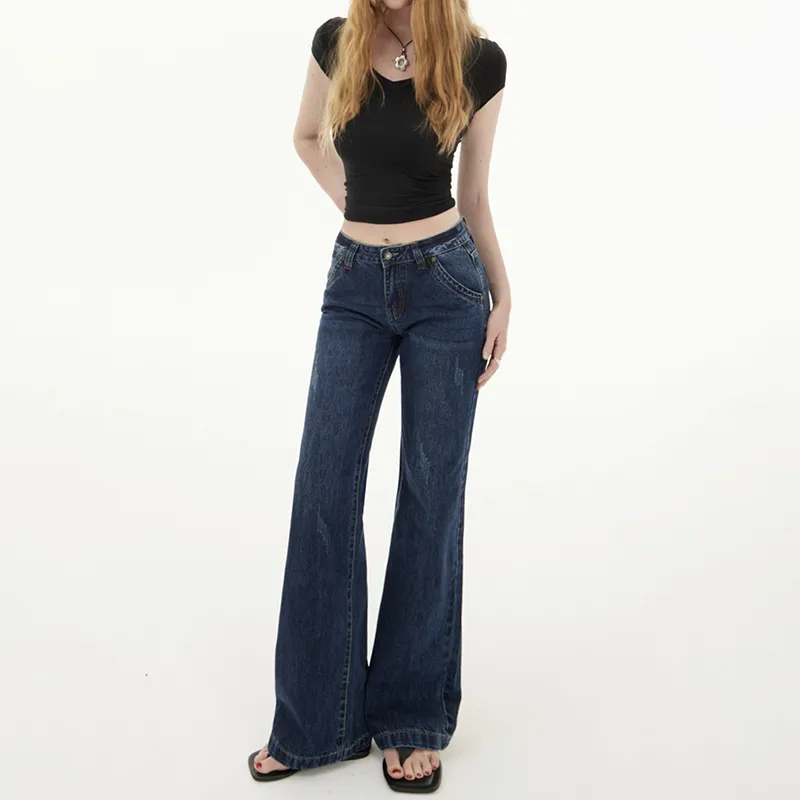 Fashion Classic Jeans Women's Deep Dark Blue-14