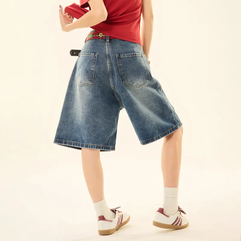 PAINT STAIN Denim Shorts Unisex-5