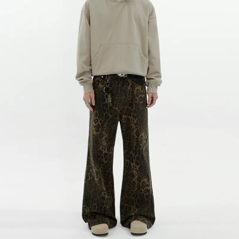 Pirkadat Jeans Unisex Leopard Print-3