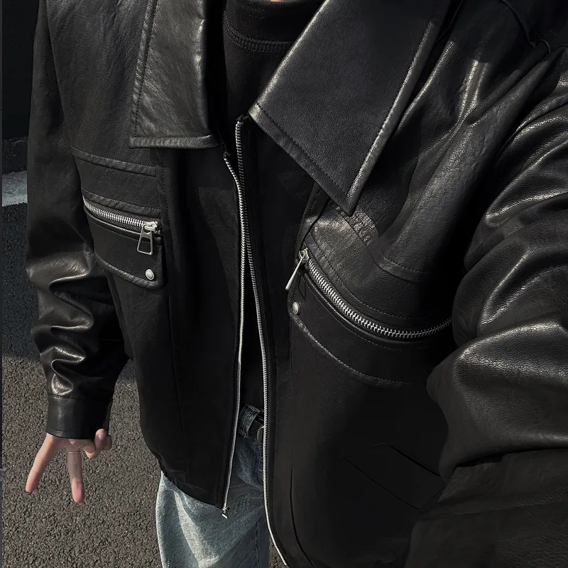 Pirkadat Leather Jacket Unisex Warm Black-3