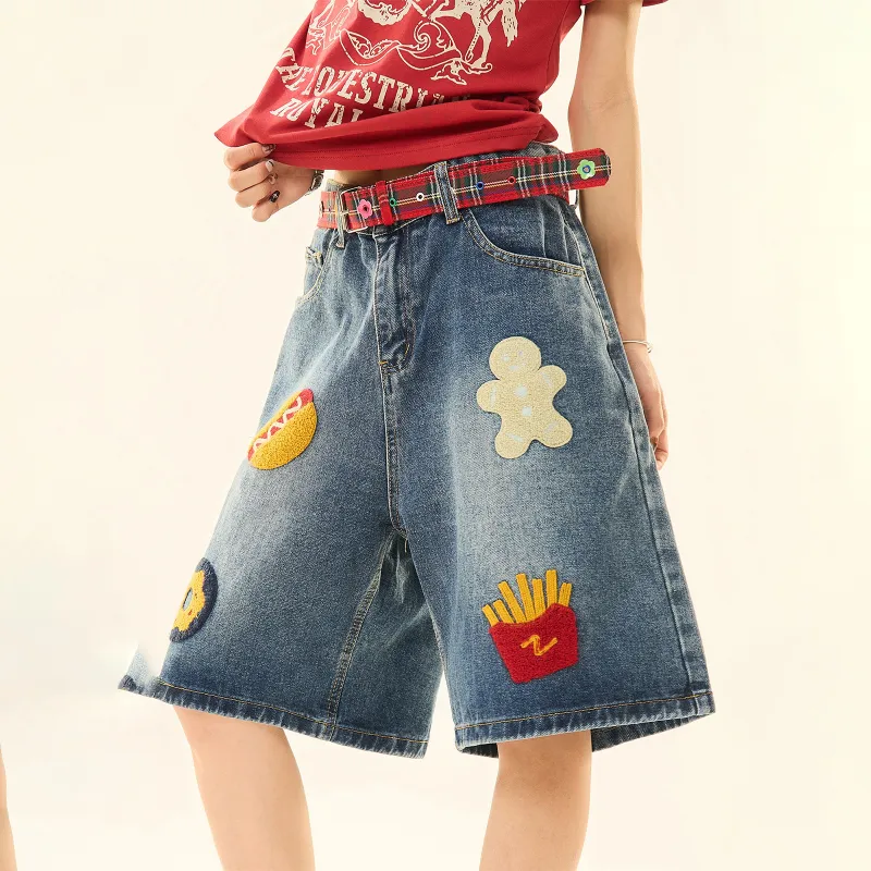 PAINT STAIN Denim Shorts Unisex-6