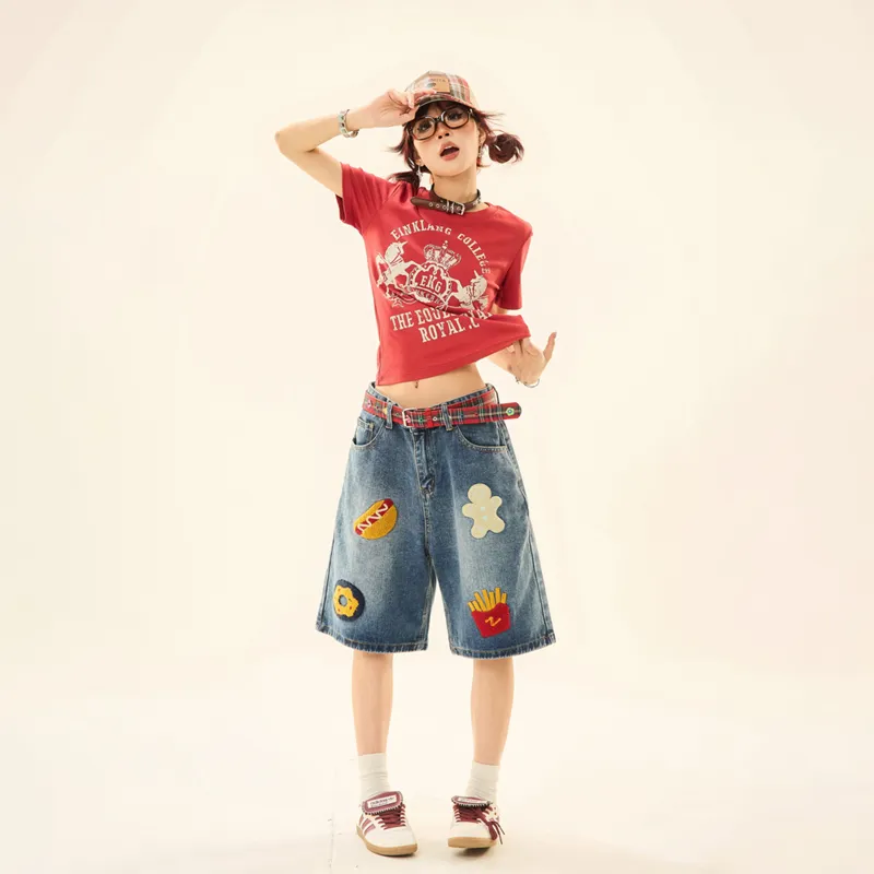 PAINT STAIN Denim Shorts Unisex-10