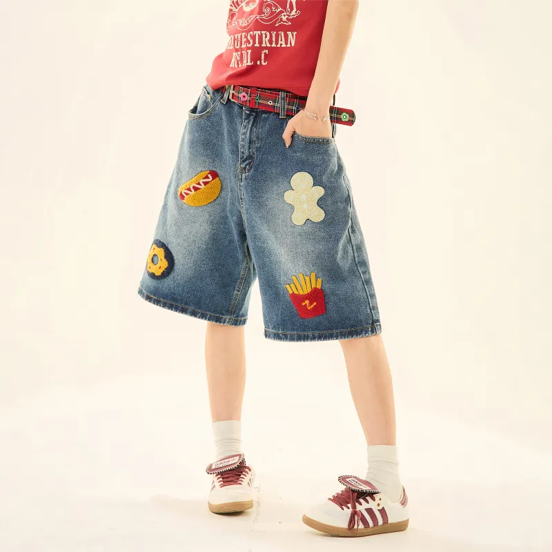 PAINT STAIN Denim Shorts Unisex-7