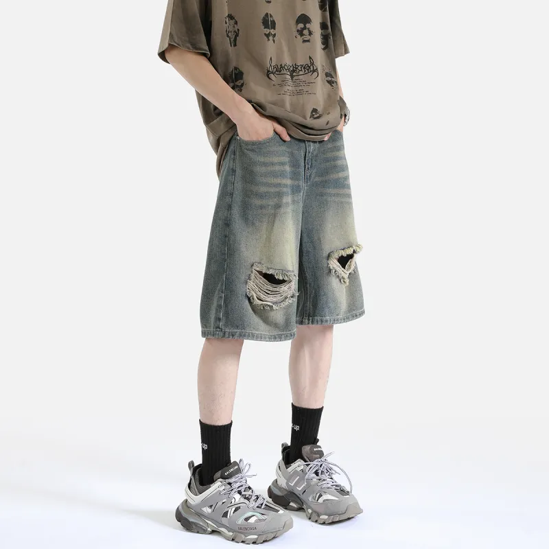 PAINT STAIN Denim Shorts Unisex-20