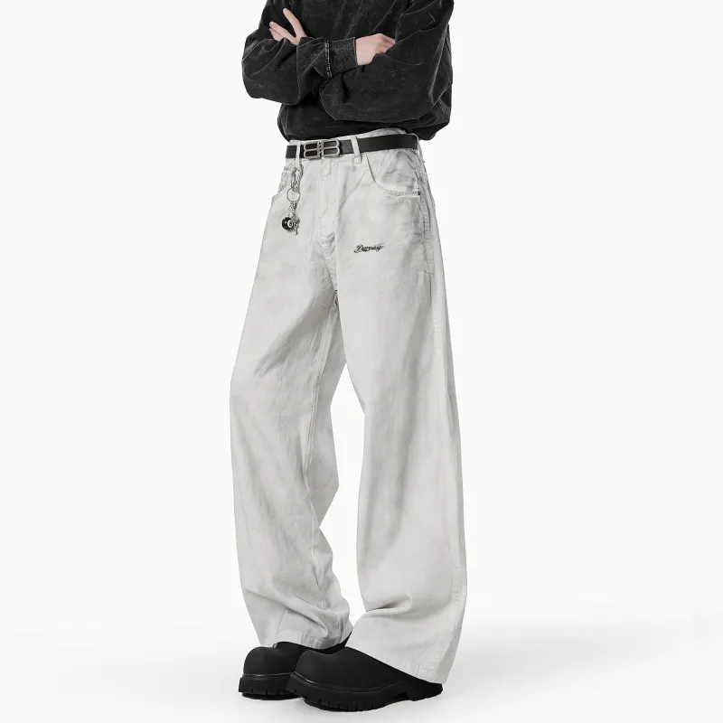 DAREASY Casual Pants Unisex Distressed White-4