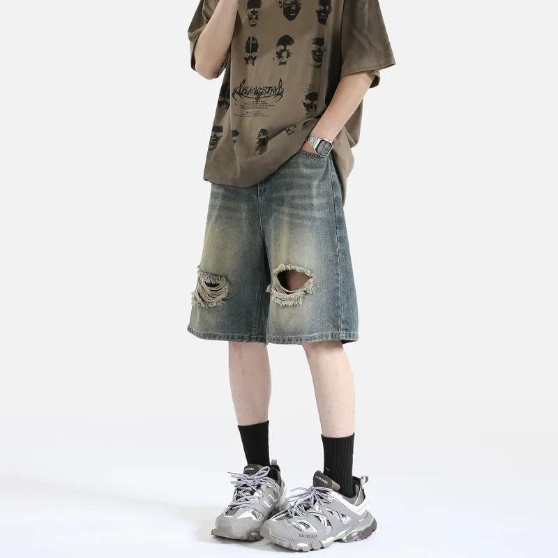 PAINT STAIN Denim Shorts Unisex-18