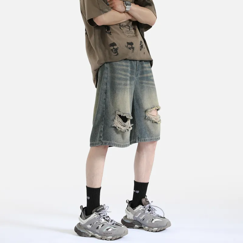 PAINT STAIN Denim Shorts Unisex-21