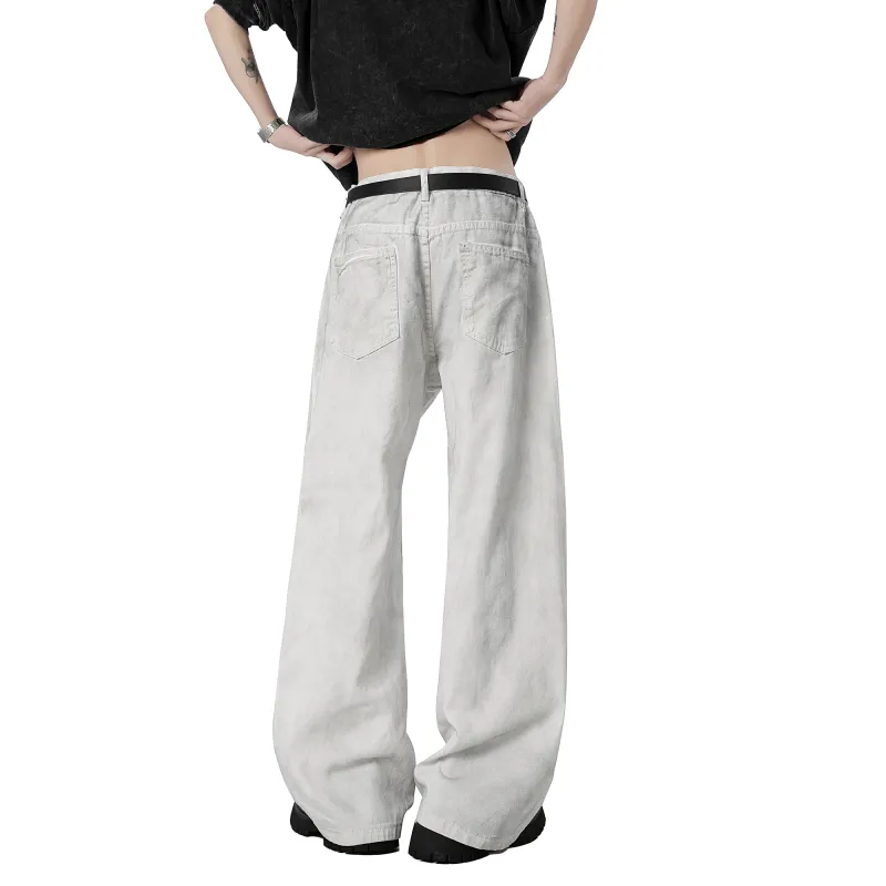 DAREASY Casual Pants Unisex Distressed White-1