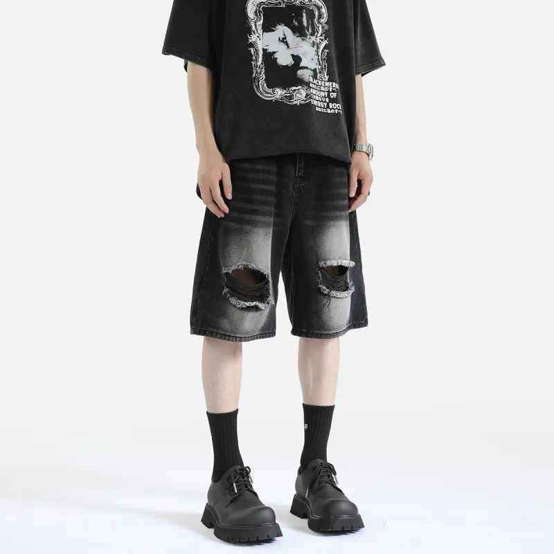 PAINT STAIN Denim Shorts Unisex-7