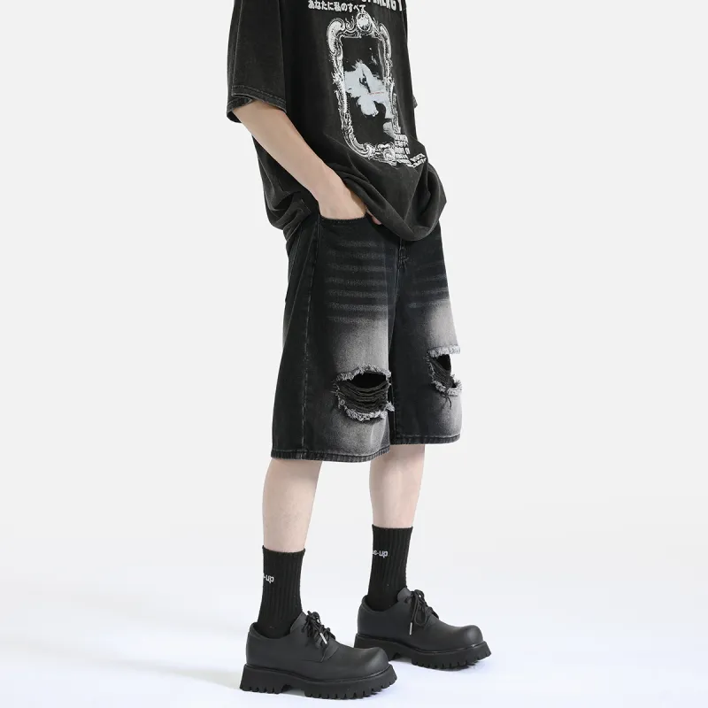 PAINT STAIN Denim Shorts Unisex-8
