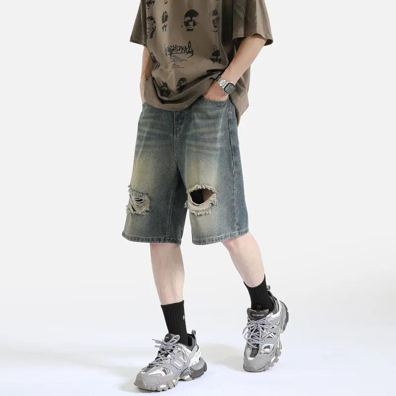 PAINT STAIN Denim Shorts Unisex-22