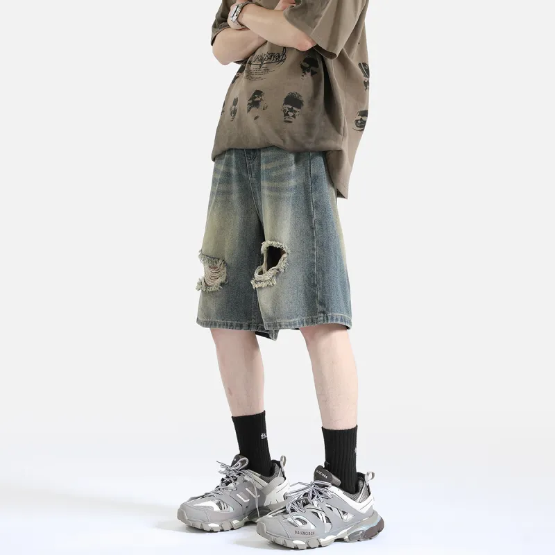 PAINT STAIN Denim Shorts Unisex-19