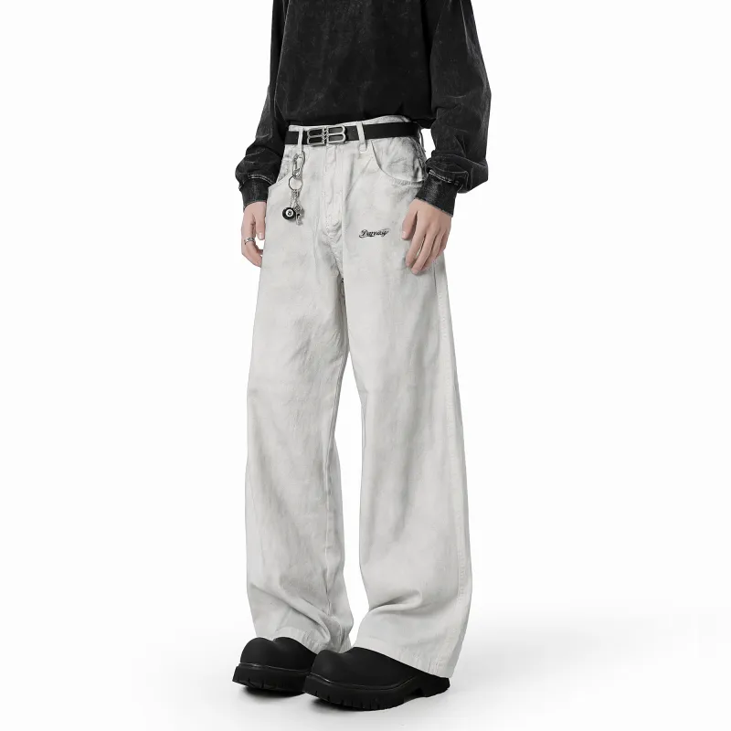 DAREASY Casual Pants Unisex Distressed White-5