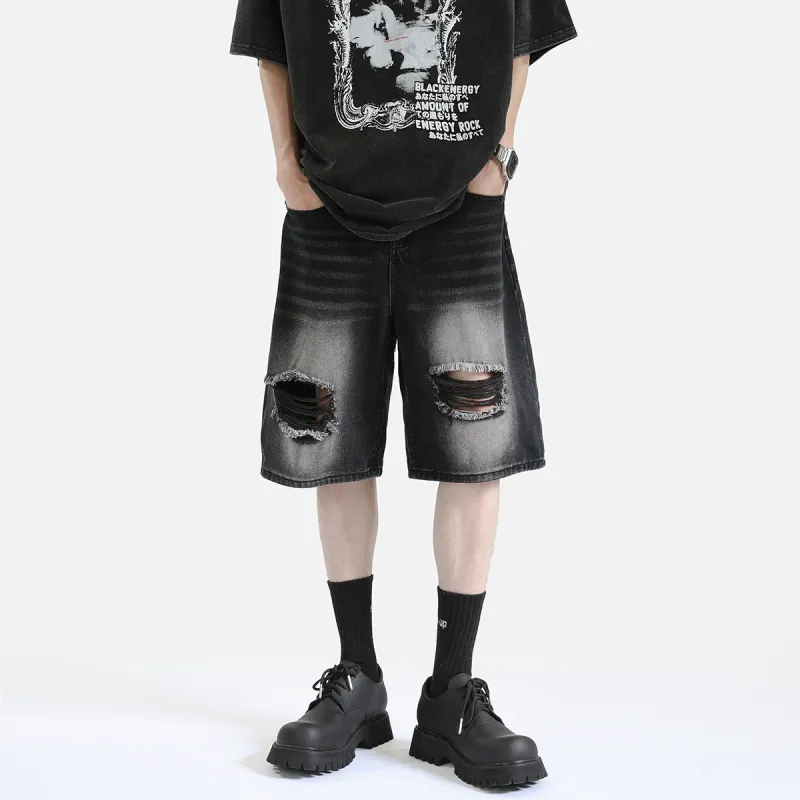 PAINT STAIN Denim Shorts Unisex-2
