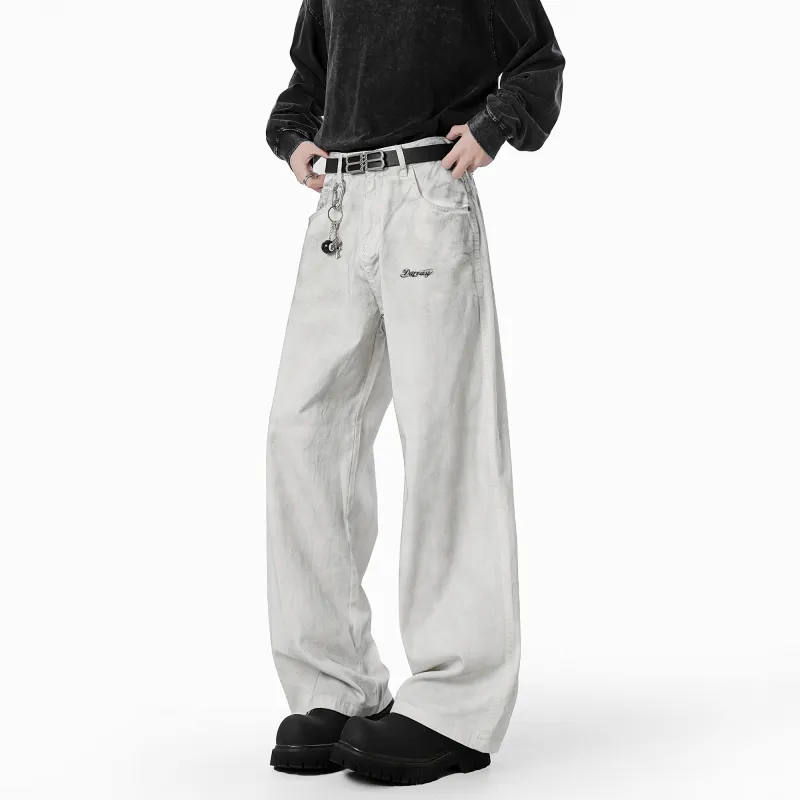 DAREASY Casual Pants Unisex Distressed White-3