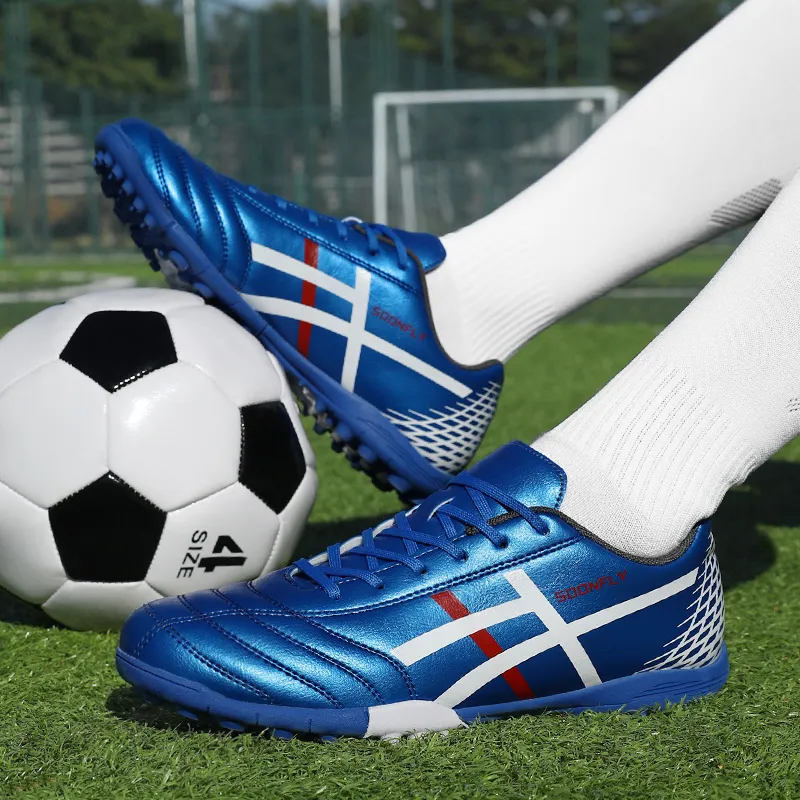 SOONFLY Artificial Ground Wear Resistant Coverage Impact Resistant Soccer Shoes Men's Blue-7