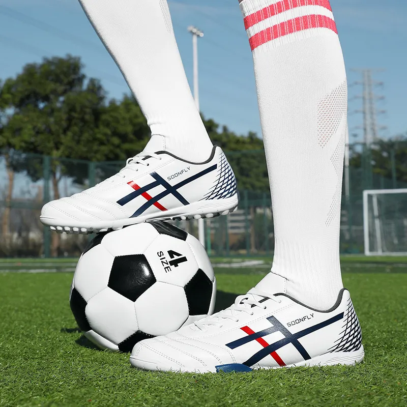 SOONFLY Soccer Shoes Men Low Top White-5