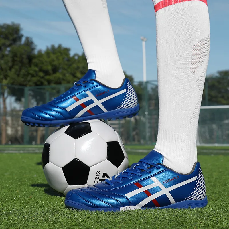 SOONFLY Artificial Ground Wear Resistant Coverage Impact Resistant Soccer Shoes Men's Blue-6