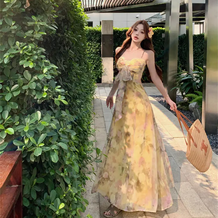 ETSE Slip Dresses Women's Yellow Dress-2
