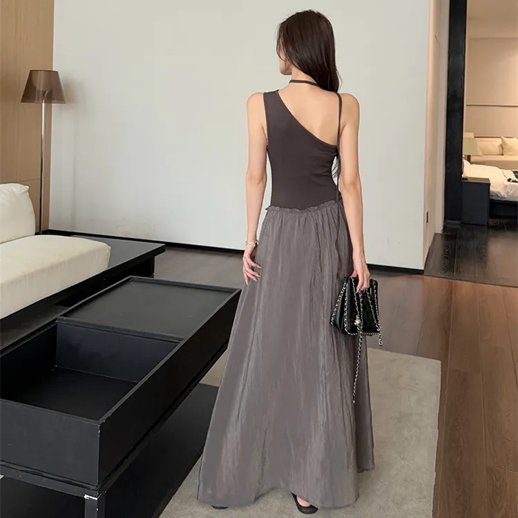 ETSE Sleeveless Dresses Women's Black Gray Color Dress-3